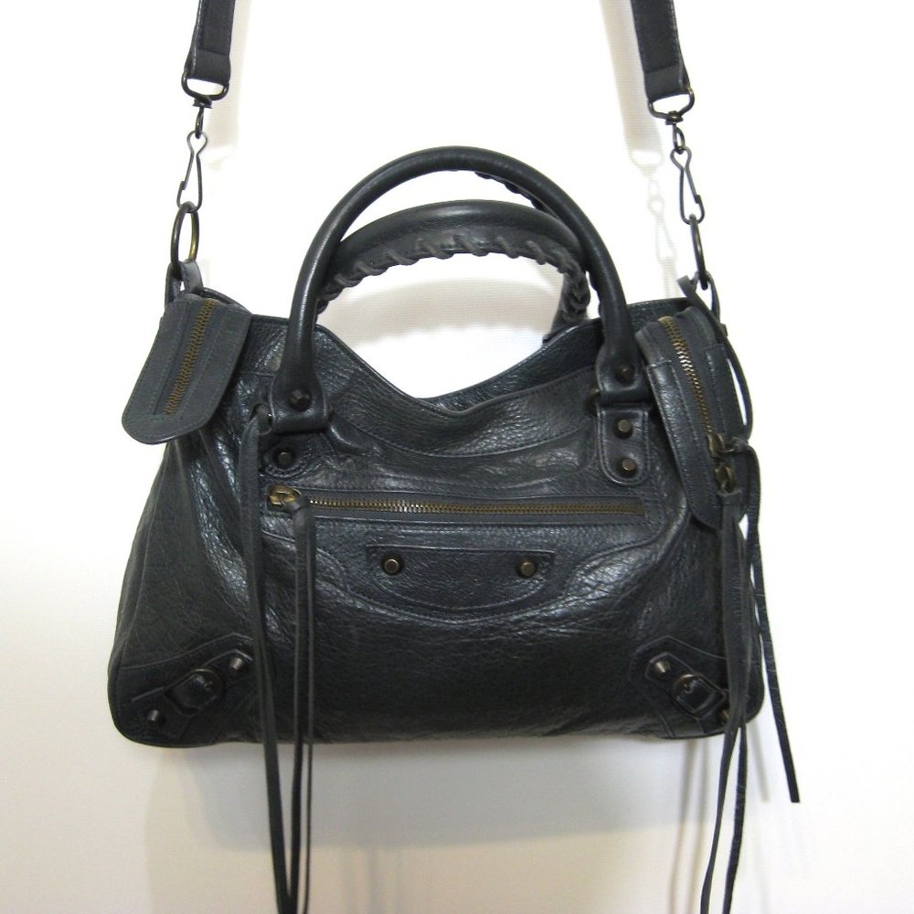 BALENCIAGA Gray Anthracite Town Crossbody Leather Bag - Picture 12 of 15